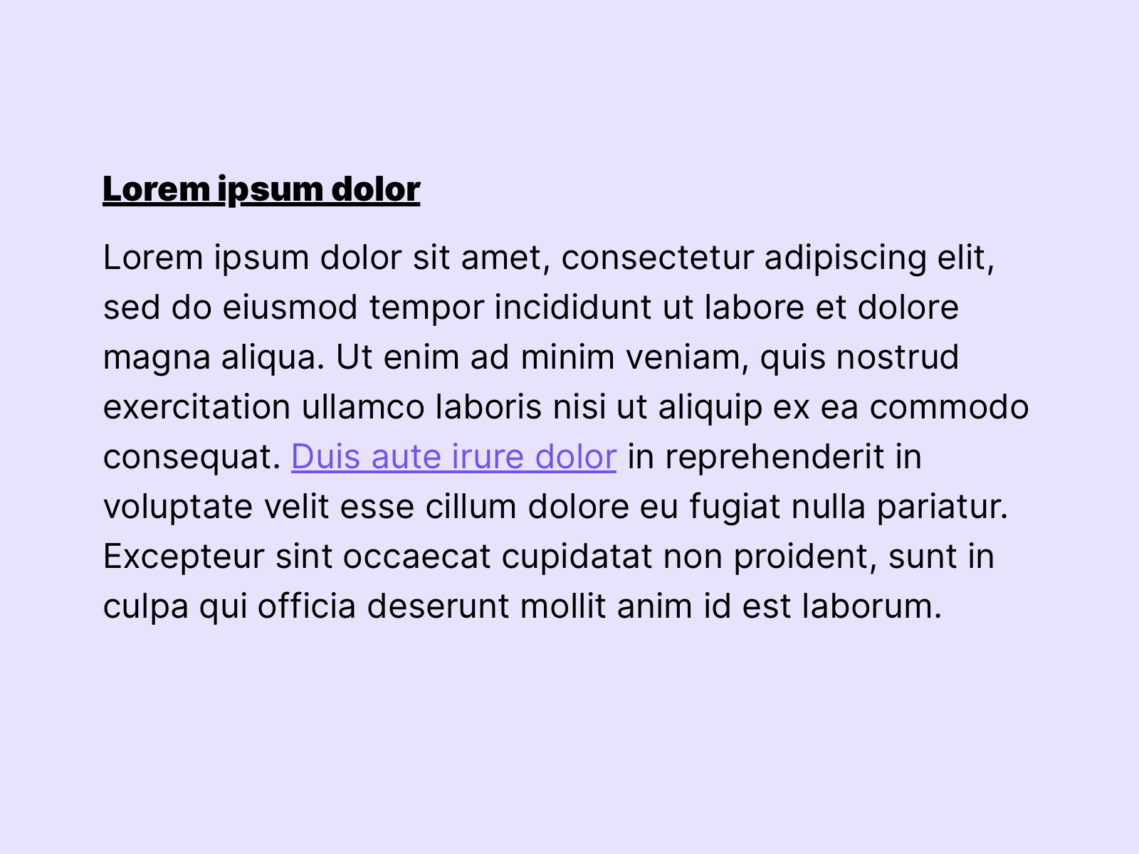 In this example titles are underlined, this can lead to confusion, because links in the copy text are also underlined. This can lead to problems despite colour differentiation.