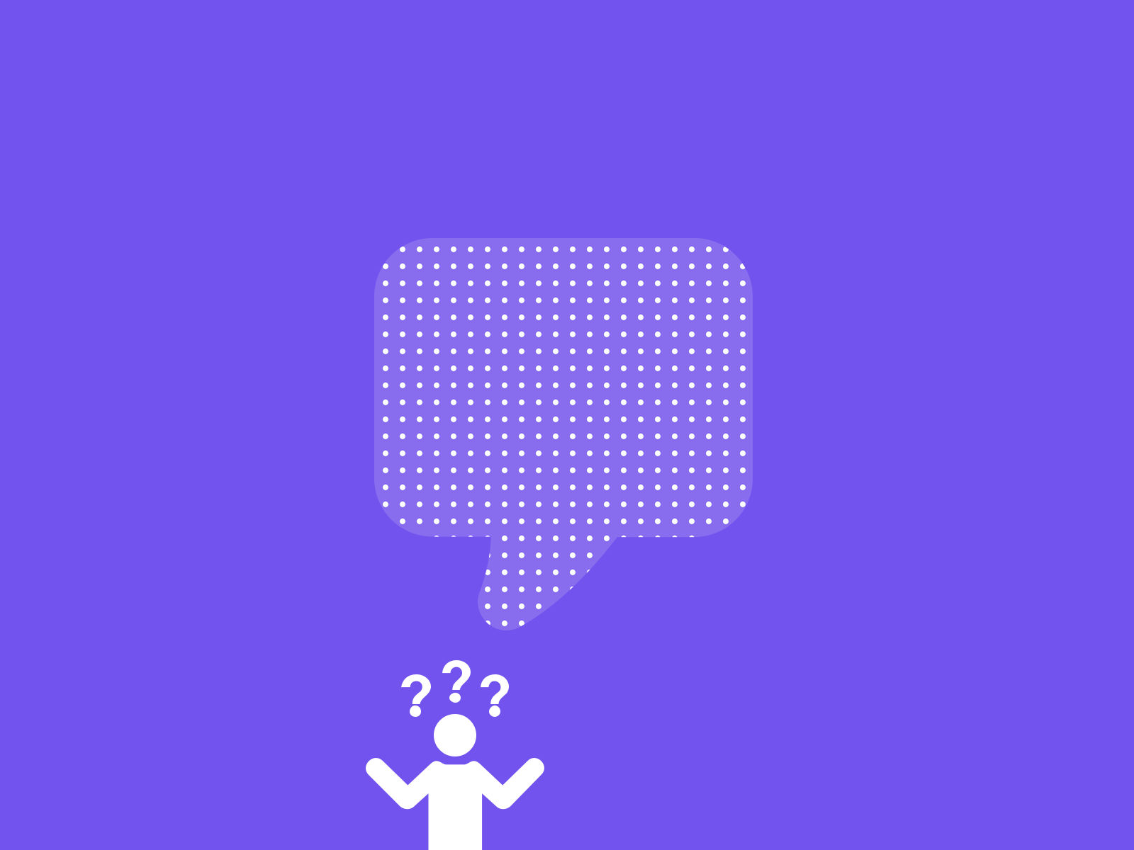Illustration of a confused person under a speech bubble.