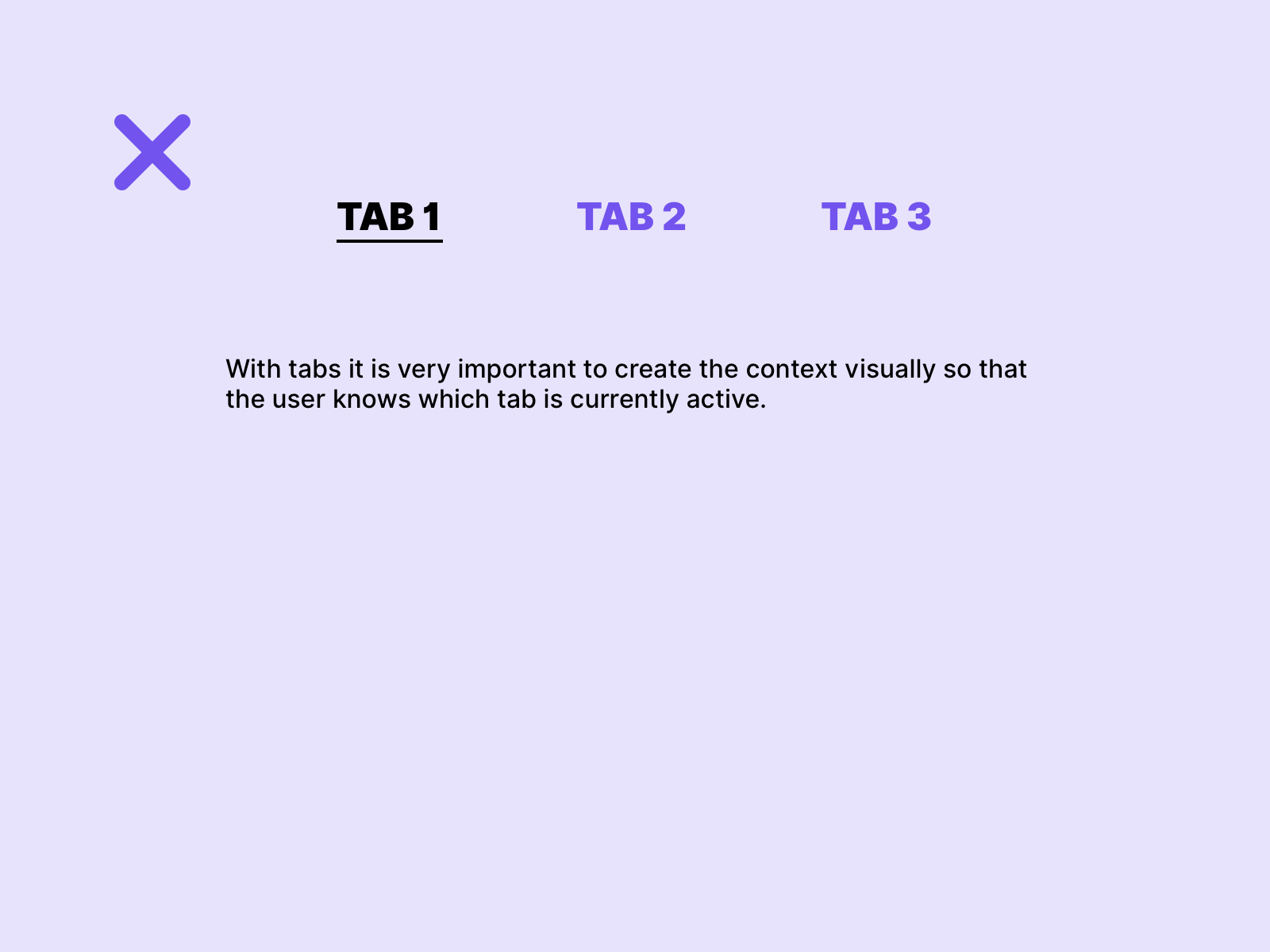 In this example, the tabs are simple text links and not enough marked active.