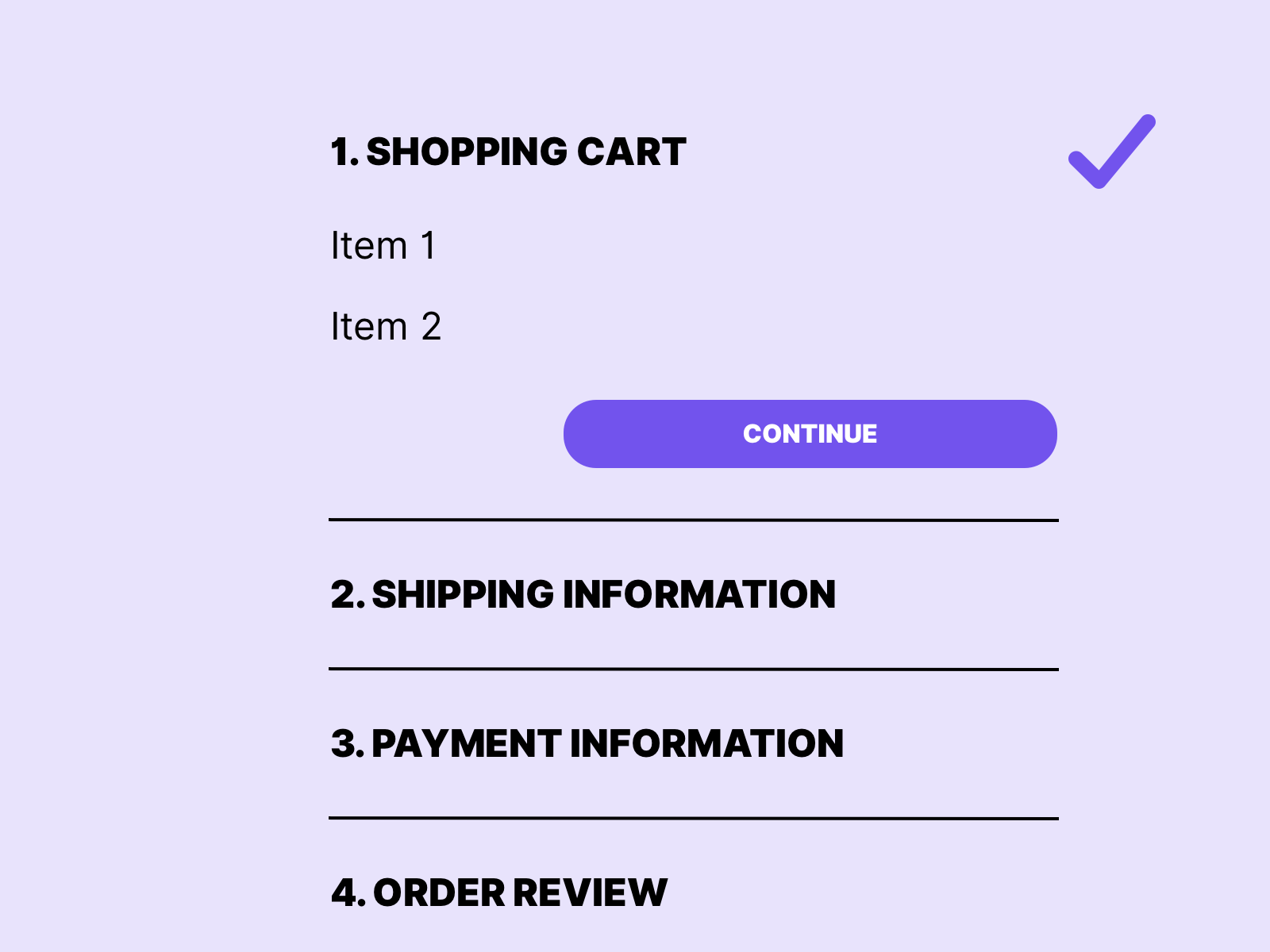 In this example we only show what is necessary and give the user the possibility to jump to the previous step if desired. For the user this screen is more clearly arranged.