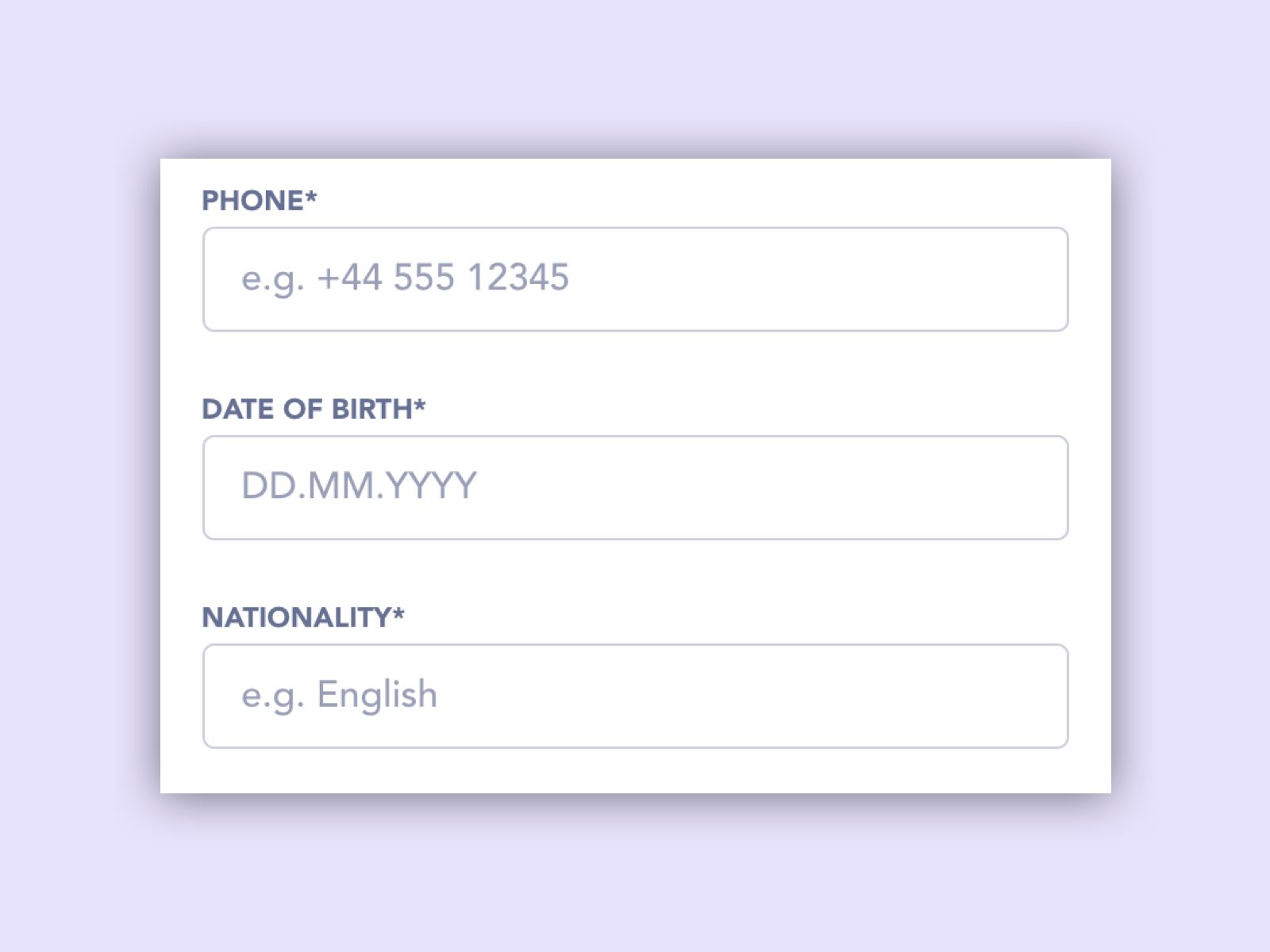 In this example, the format of the input is already predefined and only the input of numbers is allowed.